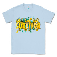 Dusty Blue I am a survivor yellow ribbon Classic Tee - NancyCooperArtShop