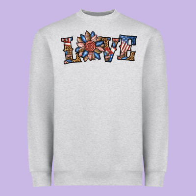 Love American Sunflower Heavyweight Sweatshirt Designed By Bundleandbundleshop