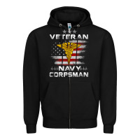 Black Veteran Navy Corpsman Patriotic 4th of July Gifts Zipper Hoodie - minhPixels