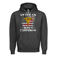 Charcoal Heather Veteran Navy Corpsman Patriotic 4th of July Gifts Zipper Hoodie - minhPixels