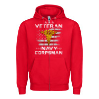Red Veteran Navy Corpsman Patriotic 4th of July Gifts Zipper Hoodie - minhPixels