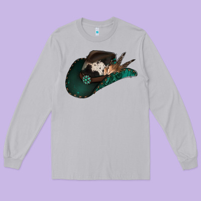 Cowhide Flowers Cowboy Hat Long Sleeve Tee Designed By Jasminsmagicworld