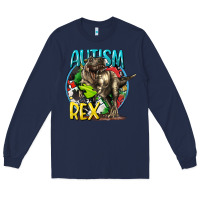 Navy Autism Rex Long Sleeve Tee - CowGirlArtShop