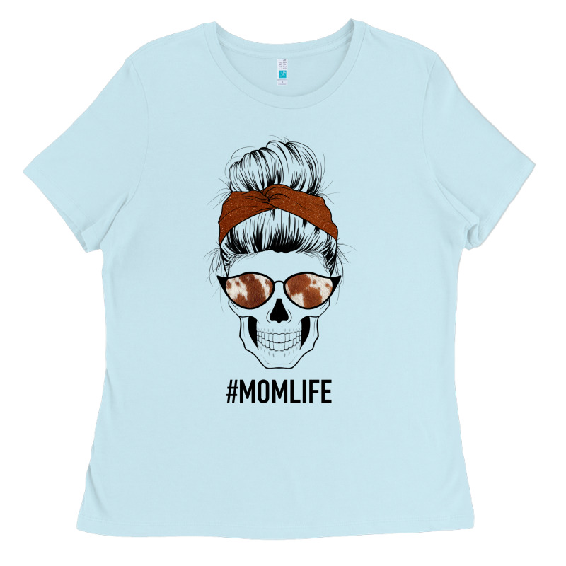 Western Brown Glitter Cowhide Patterned Mom Skull Ladies Tee by Bettercallsaul | Teevron