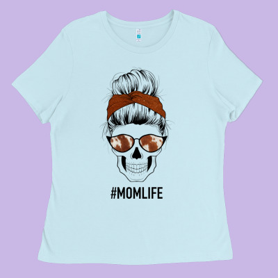 Western Brown Glitter Cowhide Patterned Mom Skull Ladies Tee Designed By Bettercallsaul
