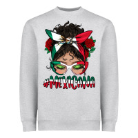 Heather Grey mexicana messy bun mama Heavyweight Sweatshirt - BundleAndBundleShop