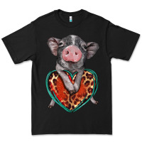 Black baby pig with leopard heart Premium Tee - BarkalooDesign