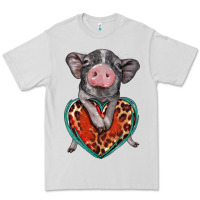 Dove Grey baby pig with leopard heart Premium Tee - BarkalooDesign