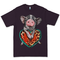 Plum baby pig with leopard heart Premium Tee - BarkalooDesign