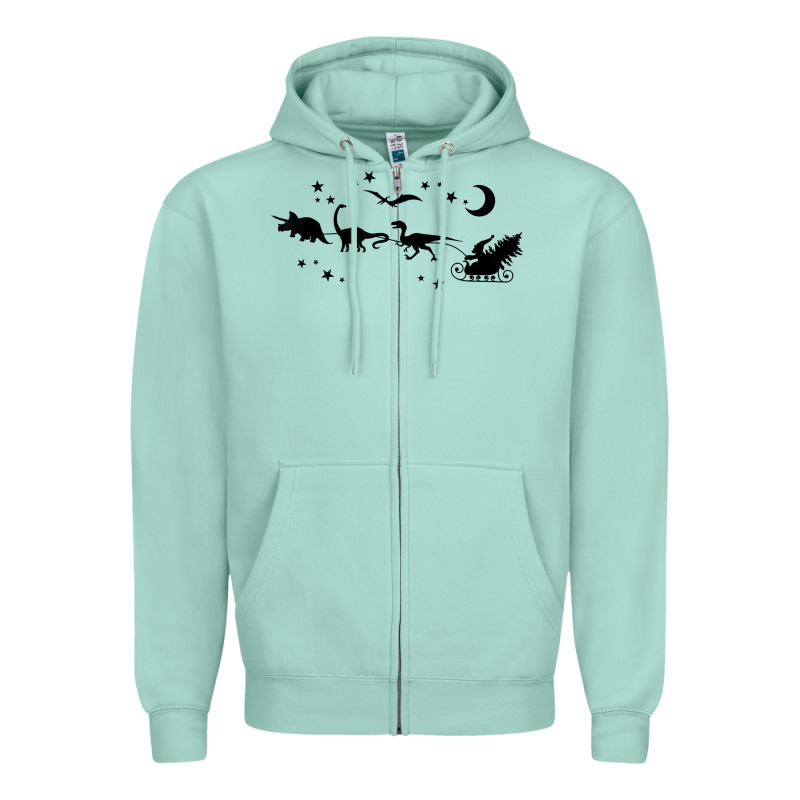 Christmas Santa Dinosaur Sleigh Ride T Rex Funny Gift T Shirt Zipper Hoodie by minhPixels | Teevron