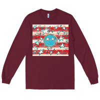 Burgundy America flag smiley  tumbler Long Sleeve Tee - HowdyJamesFarm