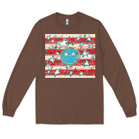 Chestnut America flag smiley  tumbler Long Sleeve Tee - HowdyJamesFarm