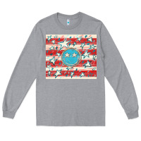 Heather Grey America flag smiley  tumbler Long Sleeve Tee - HowdyJamesFarm