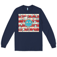 Navy America flag smiley  tumbler Long Sleeve Tee - HowdyJamesFarm