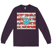 Plum America flag smiley  tumbler Long Sleeve Tee - HowdyJamesFarm