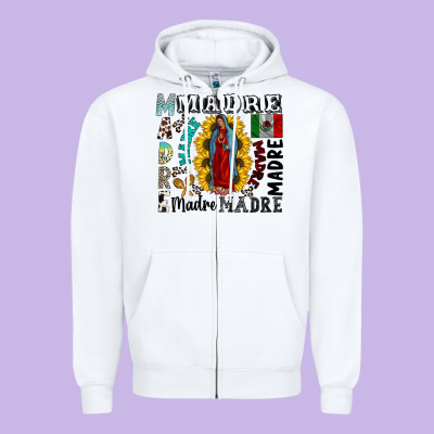 Madre Zipper Hoodie Designed By Cowhidedigitalart
