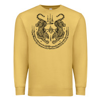 Antique Gold sak yant thai tattoo twin tiger muay magical thailand gifts t shirt Premium Sweatshirt - minhPixels