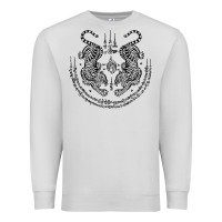 Dove Grey sak yant thai tattoo twin tiger muay magical thailand gifts t shirt Premium Sweatshirt - minhPixels