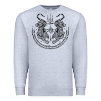 Heather Grey sak yant thai tattoo twin tiger muay magical thailand gifts t shirt Premium Sweatshirt - minhPixels
