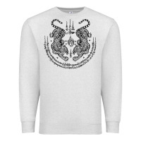 Oatmeal Heather sak yant thai tattoo twin tiger muay magical thailand gifts t shirt Premium Sweatshirt - minhPixels