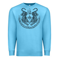 Ocean Blue sak yant thai tattoo twin tiger muay magical thailand gifts t shirt Premium Sweatshirt - minhPixels