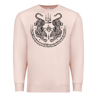 Pale Pink sak yant thai tattoo twin tiger muay magical thailand gifts t shirt Premium Sweatshirt - minhPixels