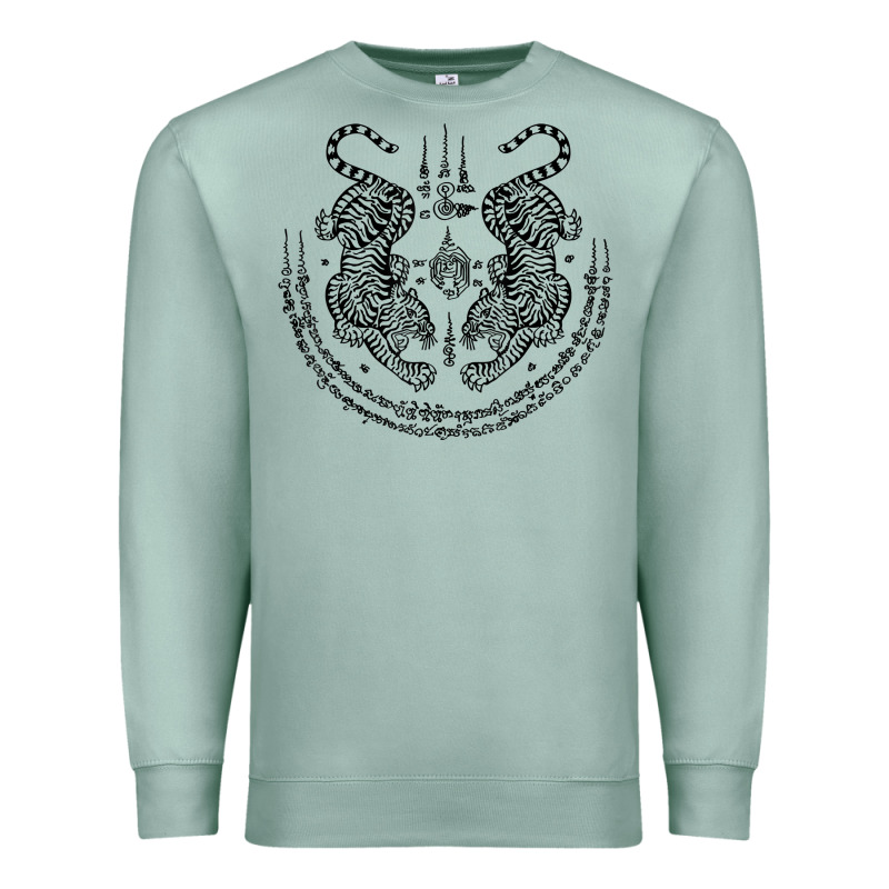 Sak Yant Thai Tattoo Twin Tiger Muay Magical Thailand Gifts T Shirt Premium Sweatshirt by minhPixels | Teevron