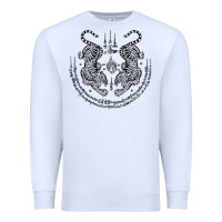White sak yant thai tattoo twin tiger muay magical thailand gifts t shirt Premium Sweatshirt - minhPixels