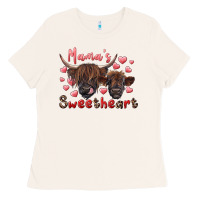 Bone mama's sweetheart highland cow and calf Ladies Tee - RanaPortraitStore