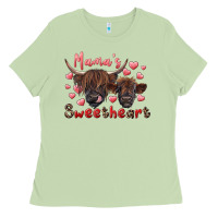 Matcha mama's sweetheart highland cow and calf Ladies Tee - RanaPortraitStore