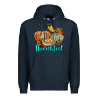 Navy thankful pumpkins Premium Hoodie - BundleAndBundleShop