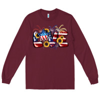 Burgundy Love 4th of july Long Sleeve Tee - CowGirlArtShop