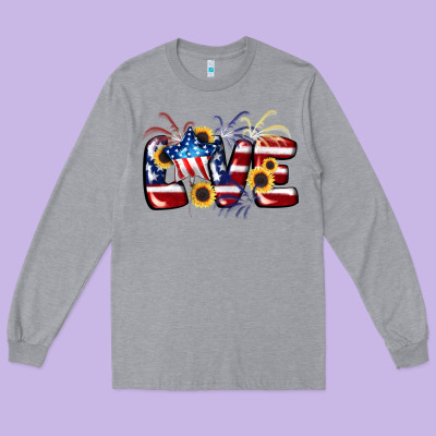 Love 4th Of July Long Sleeve Tee Designed By Cowgirlartshop
