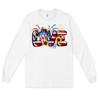 White Love 4th of july Long Sleeve Tee - CowGirlArtShop
