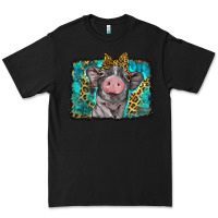 Black baby pig with leopard background Premium Tee - BarkalooDesign
