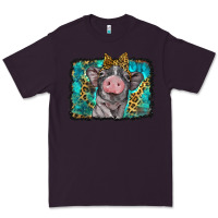 Plum baby pig with leopard background Premium Tee - BarkalooDesign