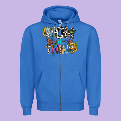 Mom Of Twins Zipper Hoodie Designed By Cowhidedigitalart