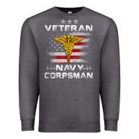 Charcoal Heather Veteran Navy Corpsman Patriotic 4th of July Gifts Premium Sweatshirt - minhPixels