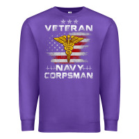 Purple Veteran Navy Corpsman Patriotic 4th of July Gifts Premium Sweatshirt - minhPixels