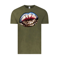 Vintage Olive American lip leopard 4th of july Vintage Tee - HowdyJamesFarm