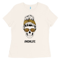 Bone Yellow Glitter, Leopard Pattern Mom Skull Ladies Tee - Bettercallsaul