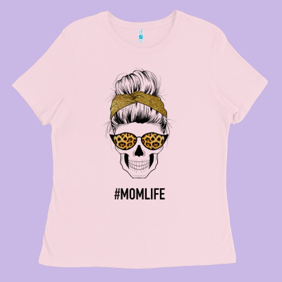 Yellow Glitter, Leopard Pattern Mom Skull Ladies Tee Designed By Bettercallsaul