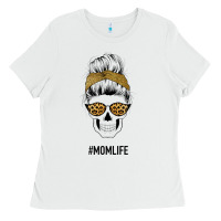 White Yellow Glitter, Leopard Pattern Mom Skull Ladies Tee - Bettercallsaul
