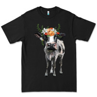 Black holstein cow floral wreath Premium Tee - BarkalooDesign