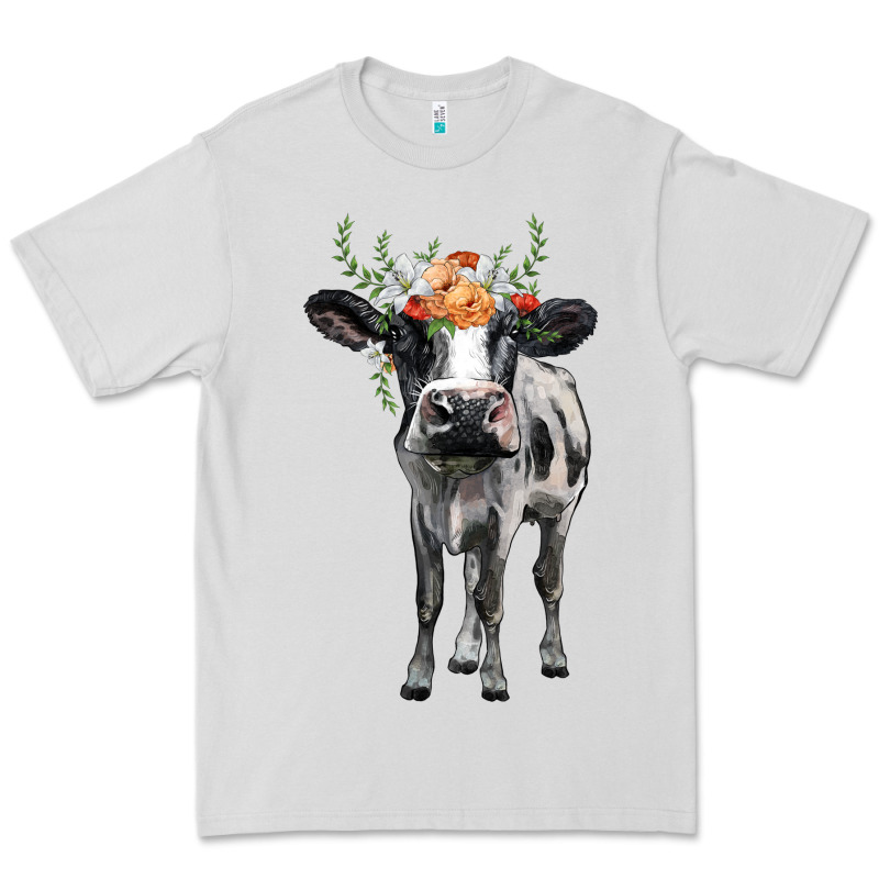 Holstein Cow Floral Wreath Premium Tee by BarkalooDesign | Teevron