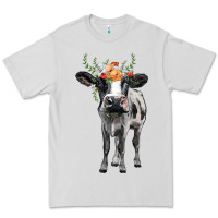 Dove Grey holstein cow floral wreath Premium Tee - BarkalooDesign