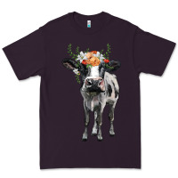 Plum holstein cow floral wreath Premium Tee - BarkalooDesign
