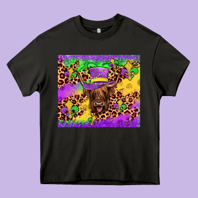 Highland Cow Mardi Gras Tumbler Heavy Core Tee Designed By Jahusdesignshop