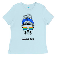 Baby Blue Blue Glitter Rainbow Mom Skull Ladies Tee - Bettercallsaul