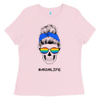 Bubblegum Pink Blue Glitter Rainbow Mom Skull Ladies Tee - Bettercallsaul